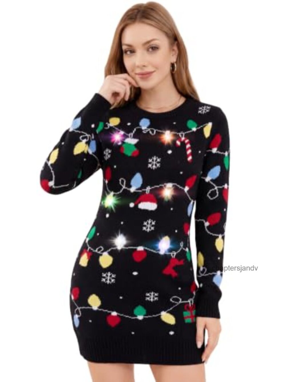 Light Up Ugly Christmas Sweater Dress LED Pullover Holiday Party